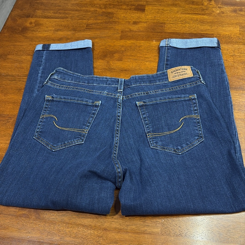 Signature by Levi Strauss Dark Blue Straight Leg Jeans - Picture 2 of 4